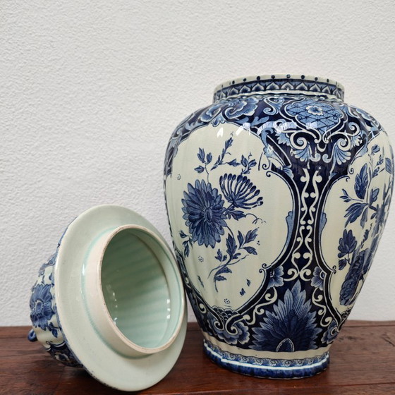 Image 1 of Antieke Vintage Vaas Dekselvaas Porselein Petrus Regout Maastricht Porselein  