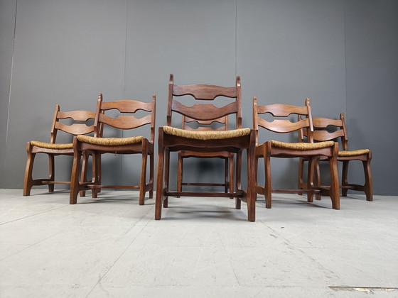 Image 1 of Vintage Oak And Wicker Dining Chairs, 1960S