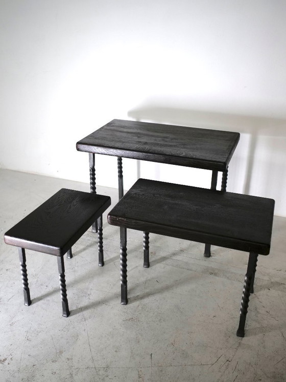 Image 1 of Brutalist wrought iron nesting tables