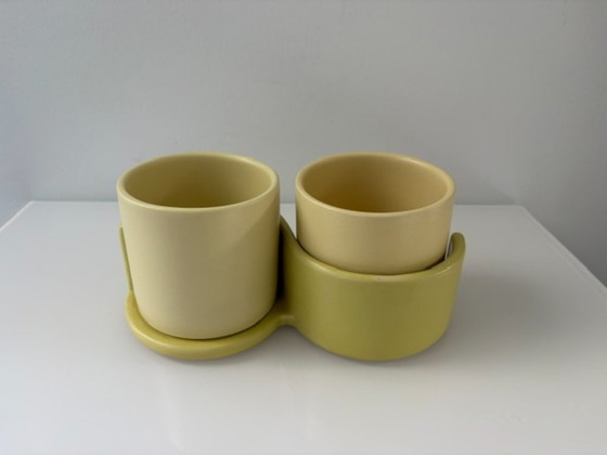 Double design Plant pot Céline de Lys, ceramic retro, Yellow, Modern (photo 5 of 13)