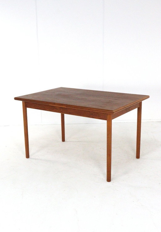 Rectangular extendable teak dining table Danish vintage
