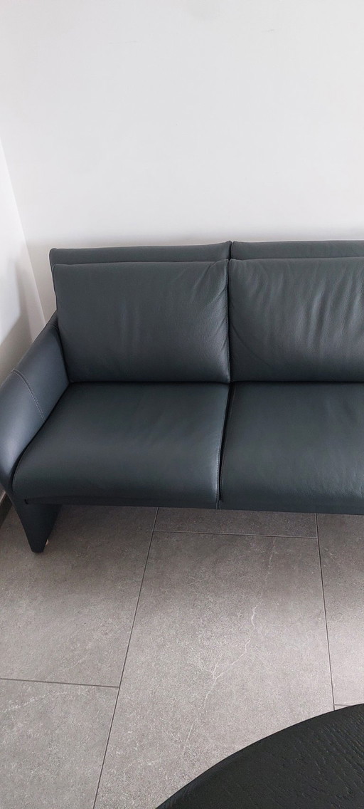 Elegante set da soggiorno in pelle a 3 posti + 2 posti – antracite