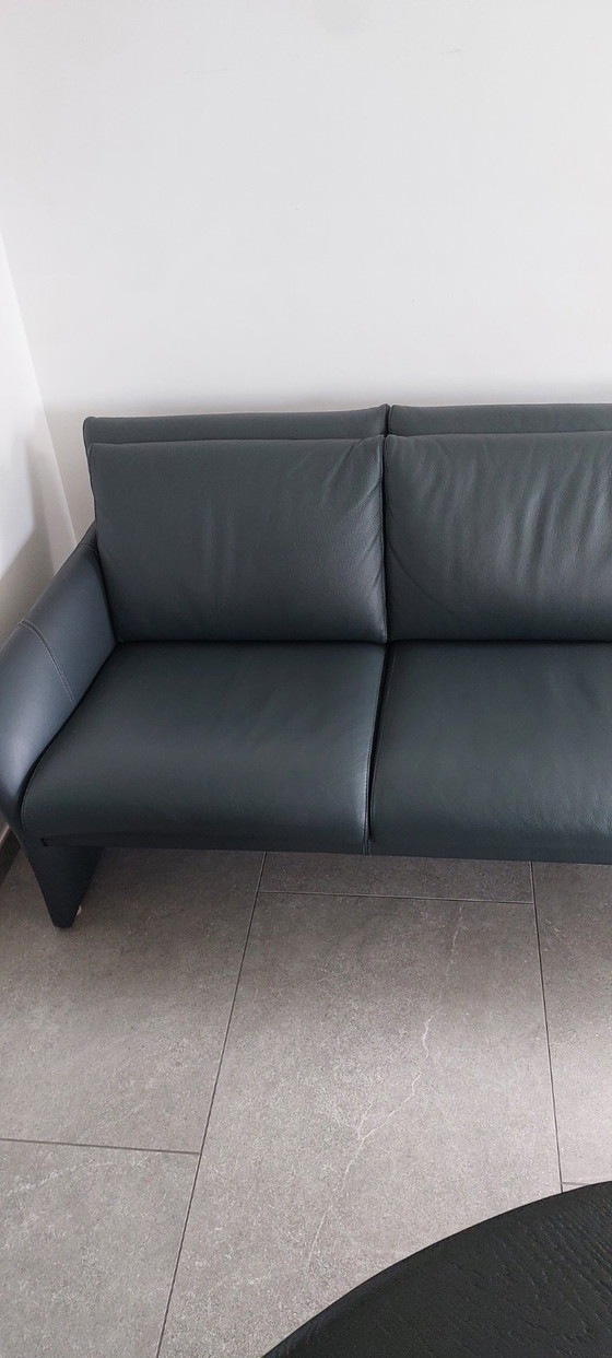 Image 1 of Elegante set da soggiorno in pelle a 3 posti + 2 posti – antracite