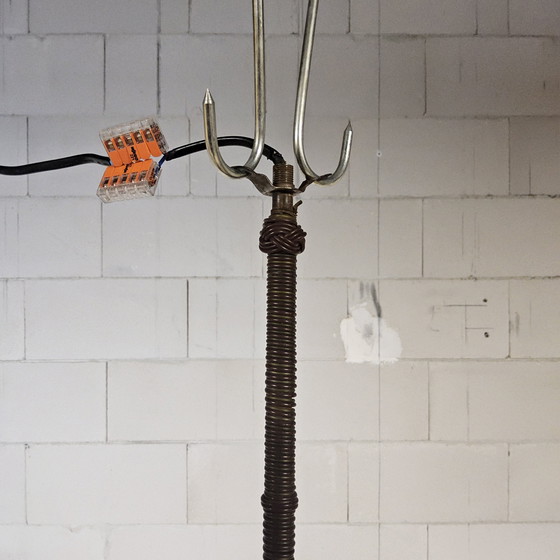 Image 1 of Antique Art Deco Pendant Lamp with Light Pink Marbled Glass (Ceiling Lamp)