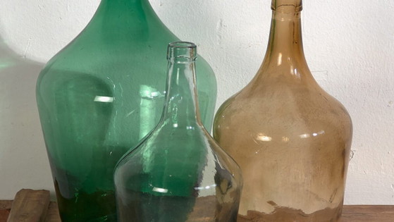 Antike Demijohns (ca. 1920). 3er Set #35 – Gläser & Karaffe, Glass (photo 3 of 16)