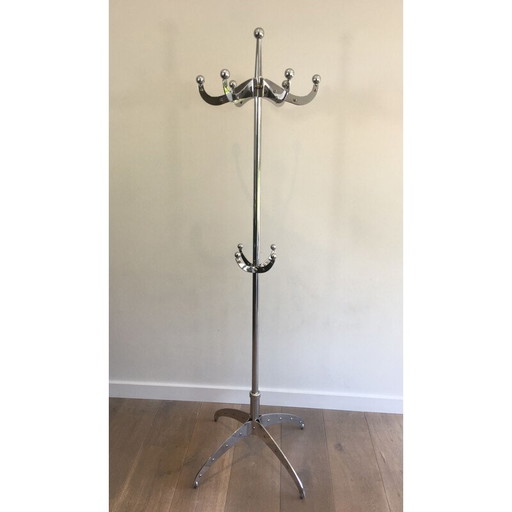 Vintage Riveted Chrome Coat Rack, 1980