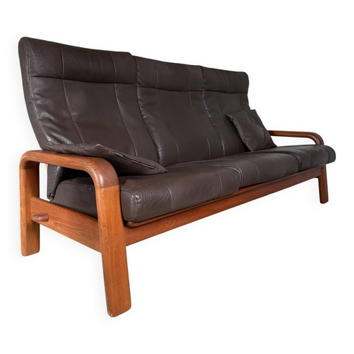 Divano scandinavo a 3 posti in teak e pelle – 3 5 zitsbanken, Leather, Scandinavian