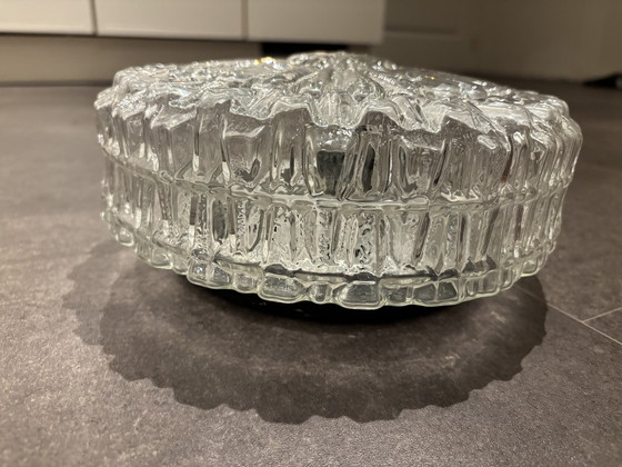 Image 1 of Vintage glazen plafondlamp / plaffoniere glas