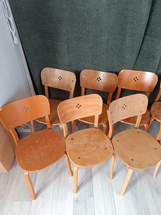 Image 1 of 8 sedie da caffè in legno curvato di betulla Aalto