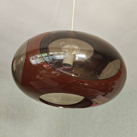 Image 1 of Prachtige Space Age Hanglamp 'Dijkstra stijl' – Jaren 70 Oranje/Bruin
