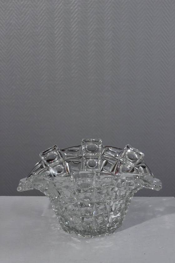 Image 1 of Sklo Union Libochovice - Boheems Kristallen Beker Decor Lens 1950 Op Art