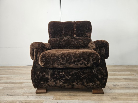 Pair of 1970s armchairs in brown fabric, Velvet, Wood, Vintage (photo 7 of 10)