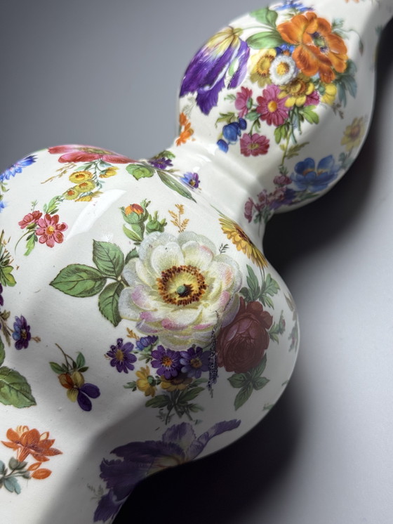 Image 1 of Boch Frères Belgium - KERALUX-  “Fleur de Saxe” Art Deco Vase 