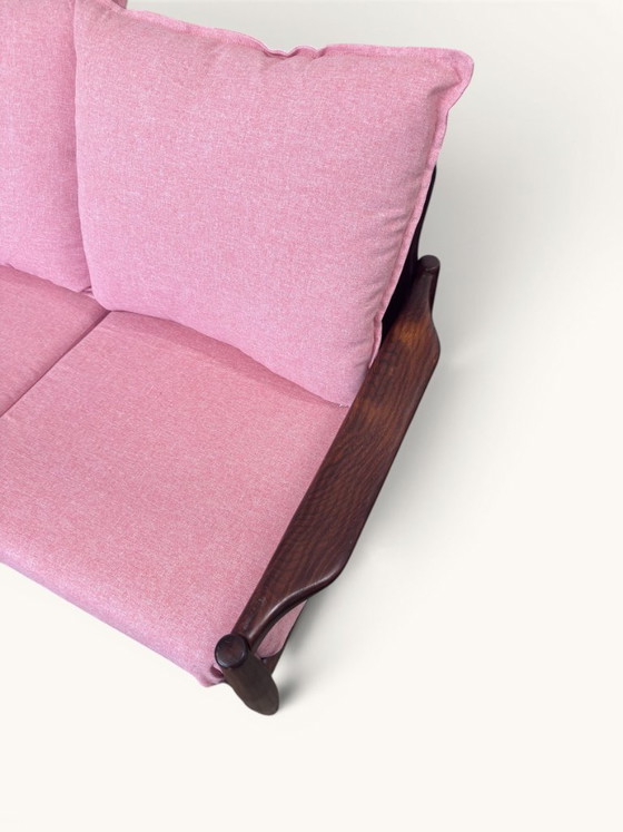 Danish Vintage 3-Seater Sofa With New Cushions – Textile, Wood (photo 8 of 11)