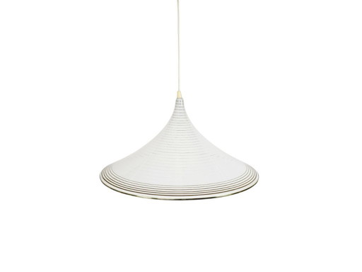 Vintage trompet lamp - heksenhoed - Meblo - hanglamp - kunststof - goud - 1970's