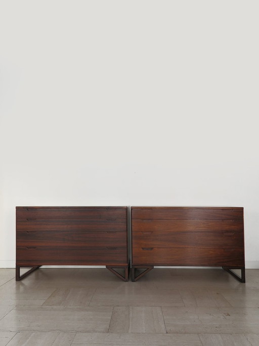 Commode en bois foncé par Svend Langkilde, Danemark, années 60, lot de 2