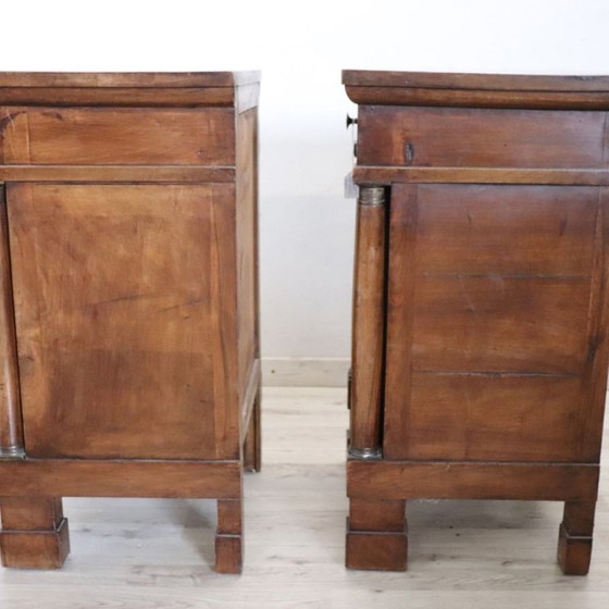 Pair of antique nightstands in solid walnut, Italy early 19th century, Wood, Brown, Classicisme (photo 10 of 15)