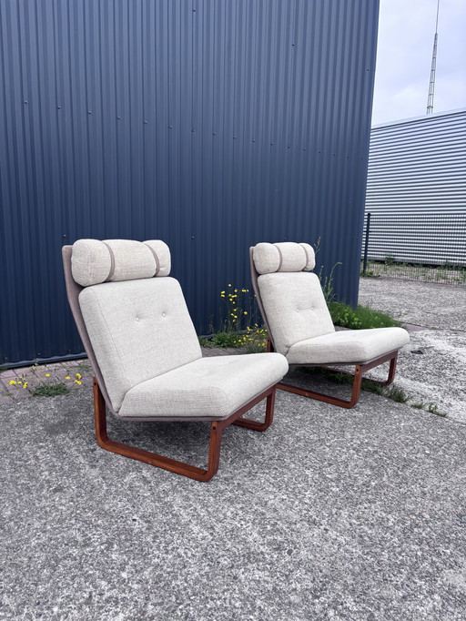 2 stuks vintage design teak magnes olesen easy chair fauteuil