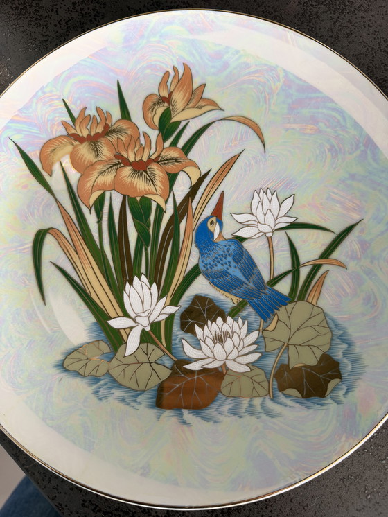 Image 1 of Uniek 5 delige handbeschilderde porseleinen set met de ijsvogel (Japans)