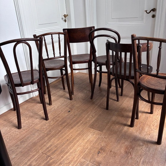 set of 6 mix-match Thonet style chairs – Dining chairs, Wood (photo 2 of 17)
