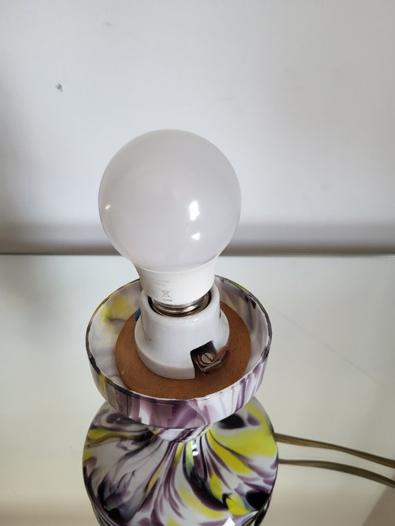 Image 1 of Lampe de table Art déco en verre opalin multicolore, Verreries de Scailmont, Henri Heemskerk, Belgique,années 1930