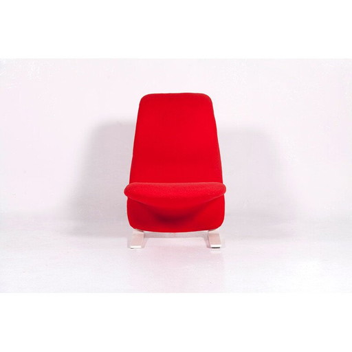 Vintage concorde armchair in red wool and steel by Artifort, 1960