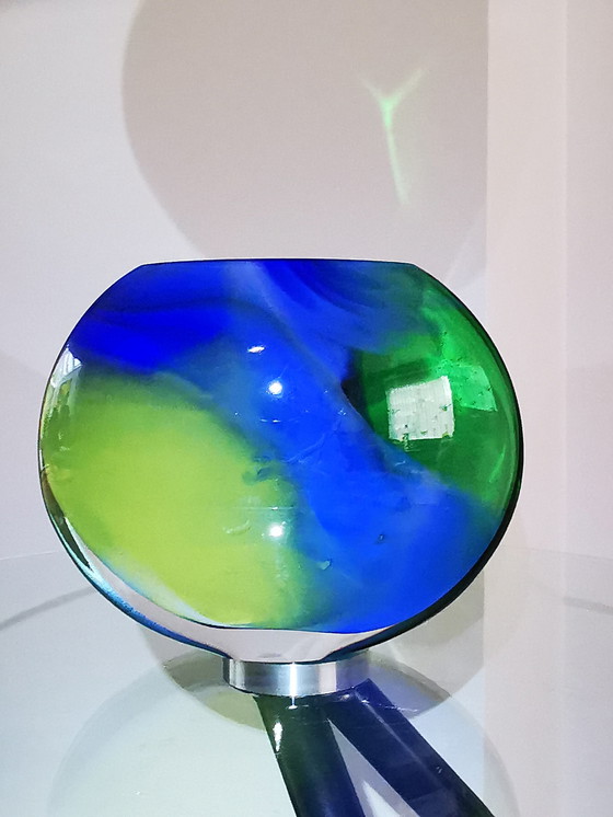 Image 1 of Verre d'art Hoglund, vase Ellips, années 1980