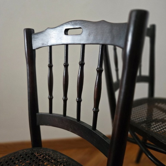 Image 1 of Set di 2 sedie da bistrot antiche in stile Thonet – in vimini intrecciato a mano!