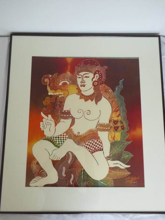 Image 1 of Hindu figure Batik on silk