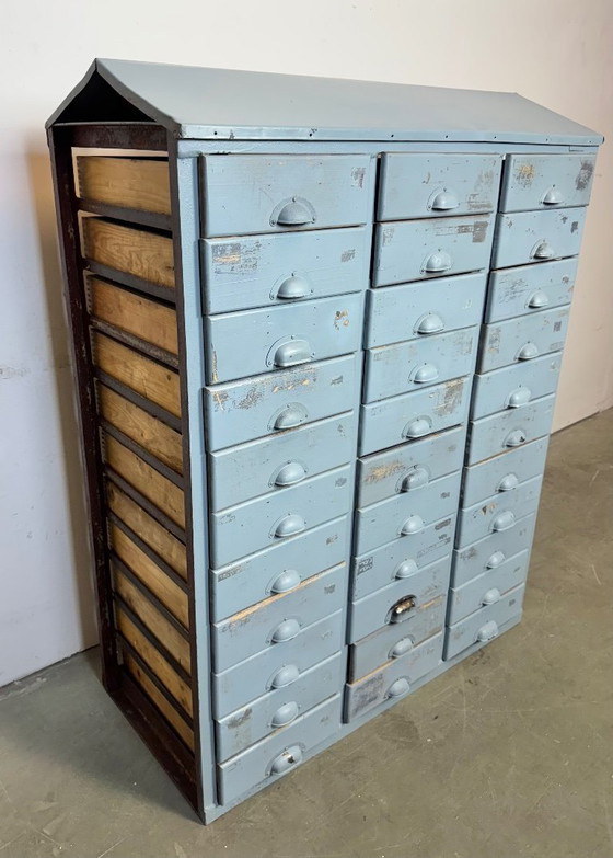 Image 1 of Cassettiera industriale grigia vintage, anni '60