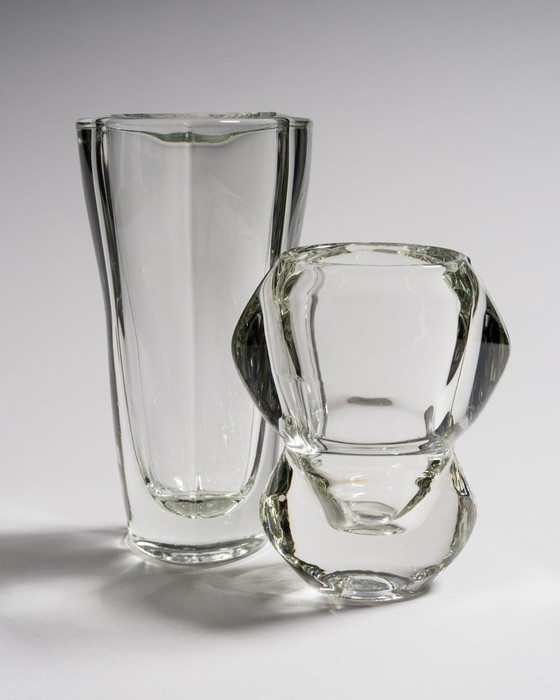 Image 1 of Paire de vases sculpturaux en verre tchèque par František Vízner pour Sklo Union, 1962