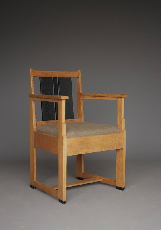 Image 1 of Fauteuils Art Déco en chêne, par Henk Wouda, années 1920, lot de 2