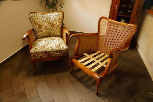 Set aus 2 deutschen Chippendale-Rohrsesseln von Adolf Wrenger