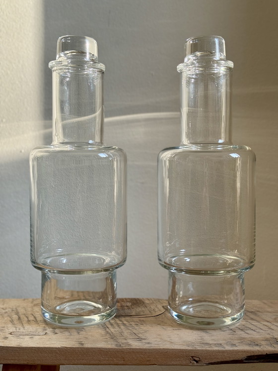 Image 1 of 2x carafe vintage Leerdam Willem Heesen série Aruba design en verre années 1970