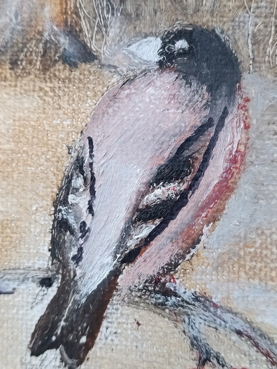 Pequeño Cuadro. Naturaleza Pájaros – Th. Coossens, Arte, Wood, Canvas (photo 6 of 9)