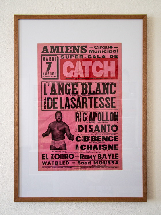 Image 1 of Originele Vintage Franse Worstel Poster 'Super-Gala de Catch' 1961 / Ca. 60x40cm / 23.6x15.7in