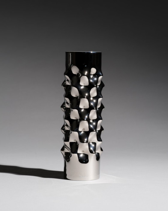 Image 1 of Rosenthal Studio-Line “Vibrations” Vase Duo Dieter Mankau White & Silver