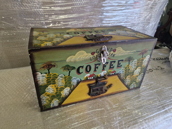Image 1 of Bella scatola da caffè in legno d'epoca
