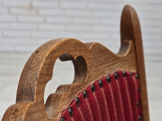 Image 1 of 1970 Set van 6 Deense eetkamerstoelen, originele staat, eikenhout, meubelwol