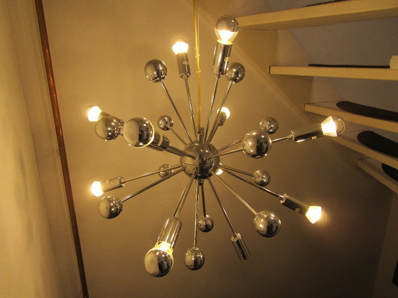 Image 1 of Sputniklamp Spoetniklamp Vintage Space Age 12 reflector lampjes.