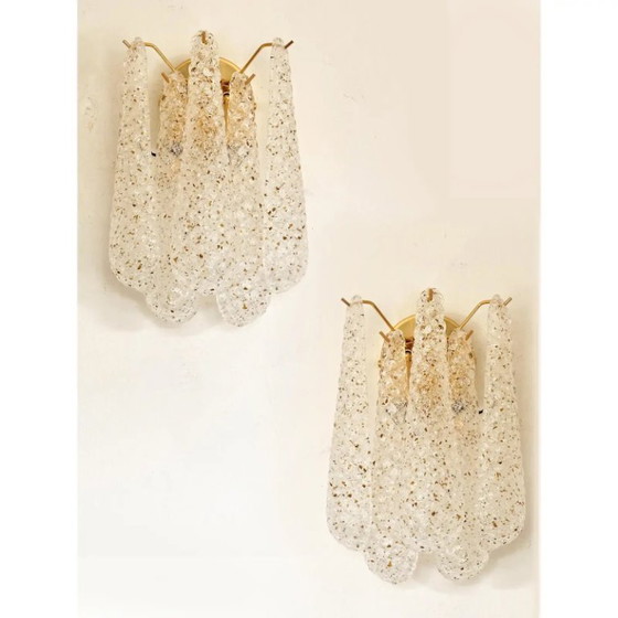 Image 1 of Set di quattro moderne applique da parete italiane in oro con vetro di Murano Conchiglie