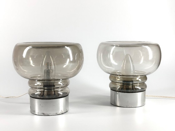 Coppia di Lampade da tavolo Vintage anni '70 in Vetro Fumè – Illuminazione Design Retrò (photo 6 of 11)