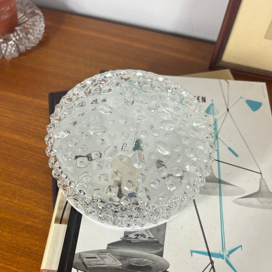 Small round diamond point glass vintage 1970 1980 wall light ceiling light (photo 2 of 9)