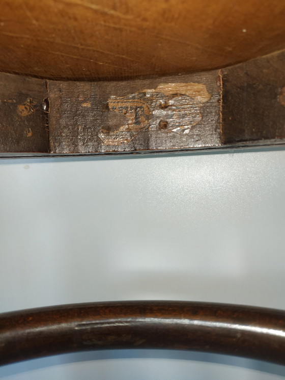 Image 1 of Vintage Antieke Thonet Kruk Stool (Webbing/Leer)