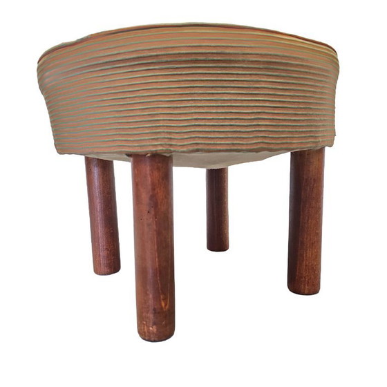 Image 1 of Vintage ottoman/stool with ribbed fabric, circa 1970s