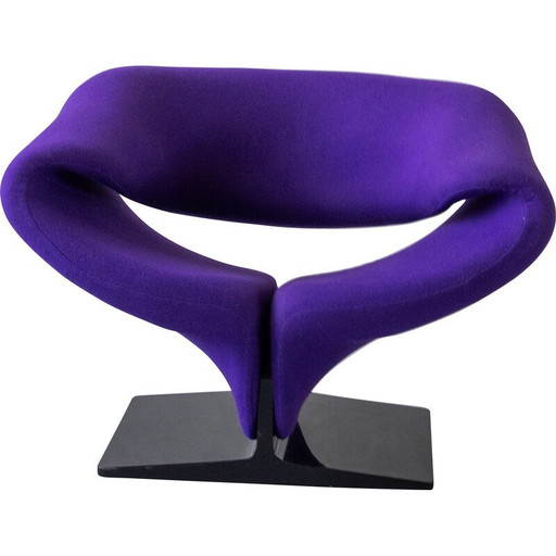 Vintage paarse linten fauteuil in metaal en stof van Pierre Paulin voor Artifort, 1966