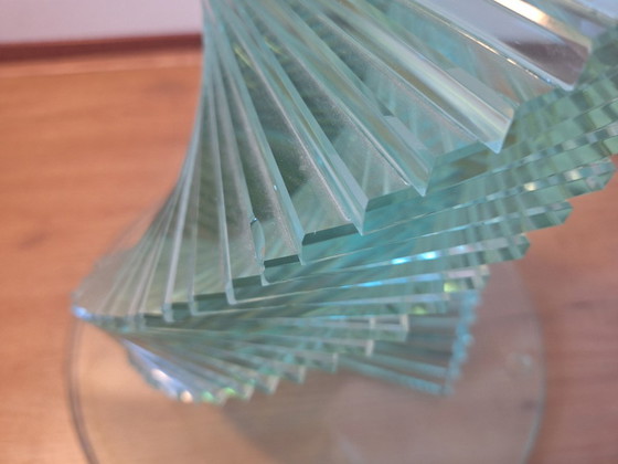 Image 1 of Table basse sculpturale en verre Helix Spiral, dans le style de Danny Lane, années 1980