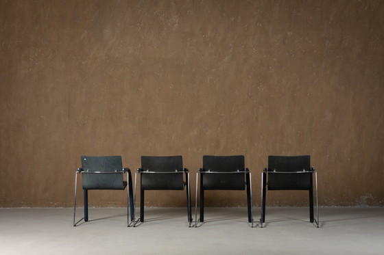 Image 1 of Vintage A 320 Armchair by Wulf Schneider & Ulrich Boehme for Thonet 1980’s in Myth Velvet (set of 4)