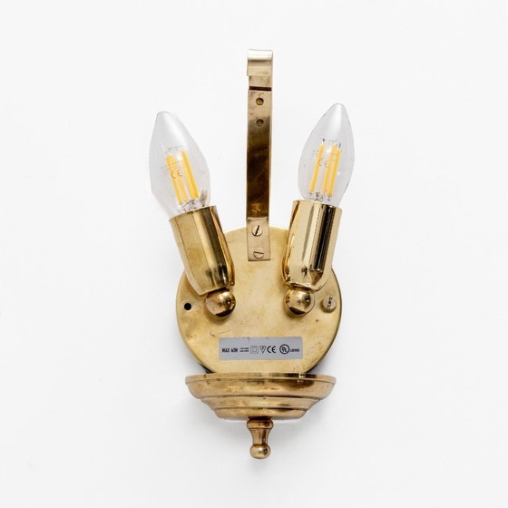 Image 1 of Een paar wandlampen van Muranoglas en messing, in de stijl van Barovier & Toso, jaren 60.