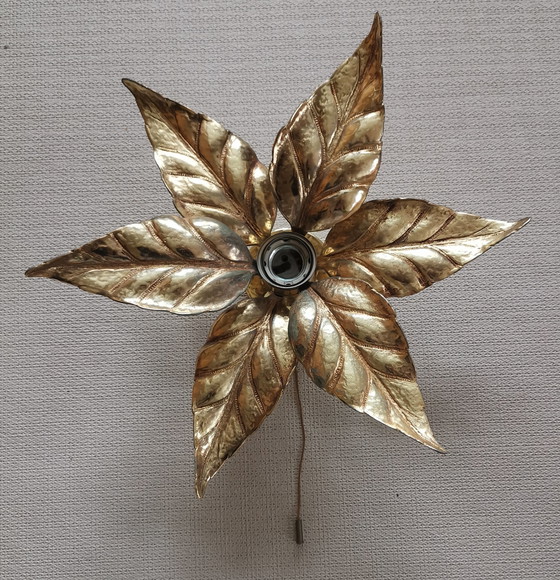 Image 1 of Bloemvormige wandlamp uit het midden van de 20e eeuw van Willy Daro, Hollywood Regency, vintage uit de jaren 70